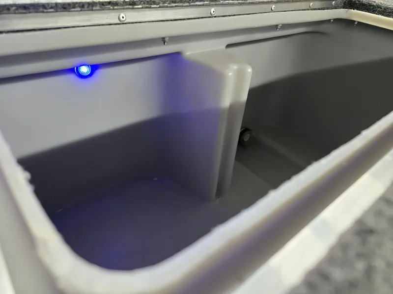 Slide: The Image of 2023 Lowe Stinger 188 livewell with blue LED light. - 19