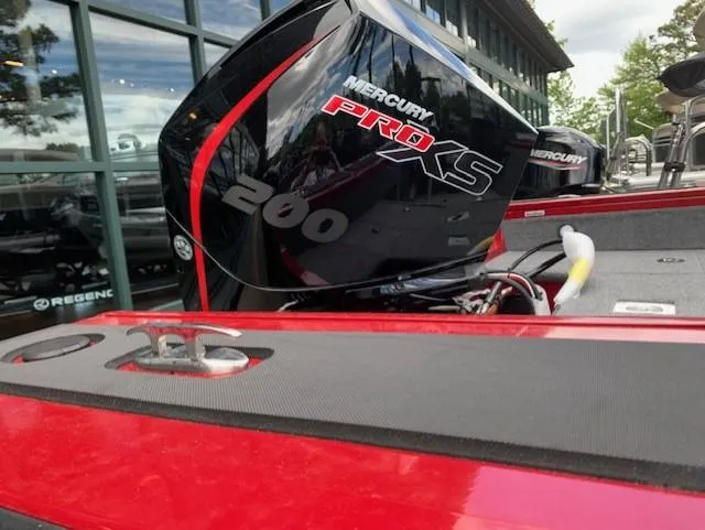 Slide: The Image of 2023 Tracker Targa V-18 WT with Mercury Pro XS 200 engine. - 2