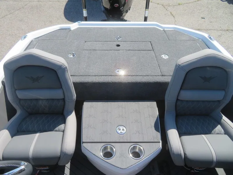 Slide: The Image of 2023 Vexus VX20 boat interior with two seats and storage compartments. - 24