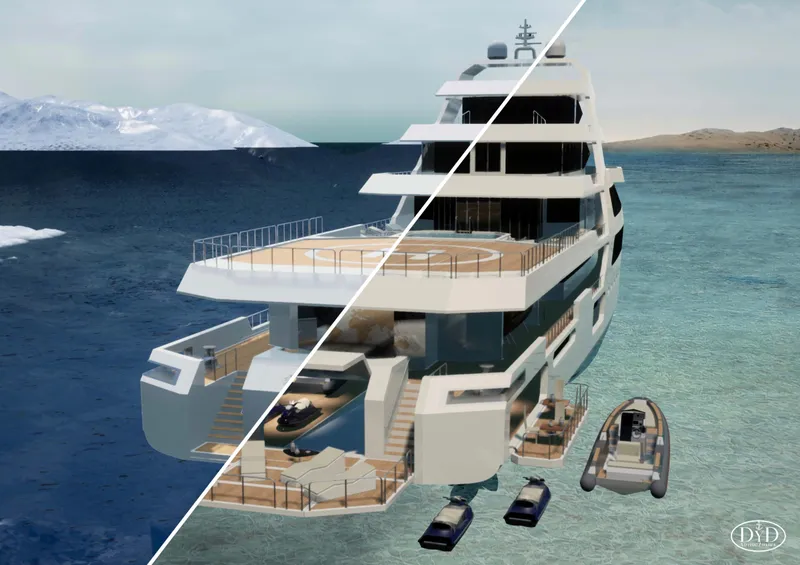 Slide: The Image of Luxury yacht Franco Gnessi DYD YH NAUTILUS 2025 in dual ocean settings. - 1