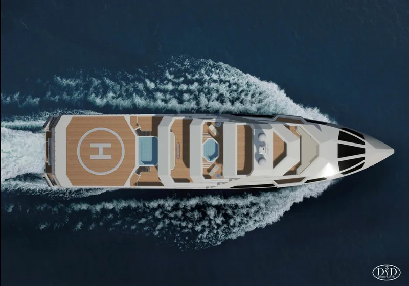 The Image of Aerial view of 2025 Franco Gnessi DYD YH NAUTILUS yacht cruising on the ocean. - 0