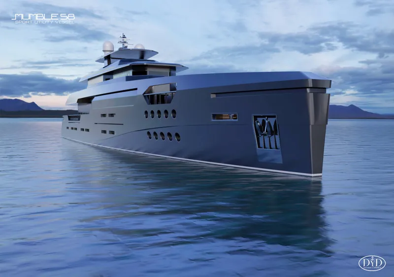Slide: The Image of Luxurious 2025 Franco Gnessi DYD YH MUMBLE yacht on serene water at sunset. - 4