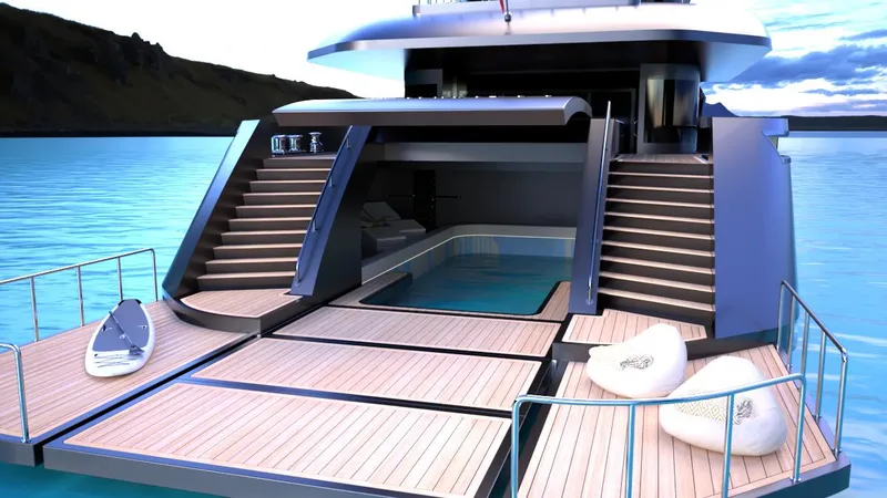 Slide: The Image of Luxurious 2025 Franco Gnessi yacht with pool, elegant deck, and modern design. - 6