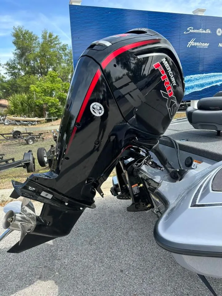 Slide: The Image of 2024 Triton 179 TrX boat with Mercury Pro XS outboard motor. - 7