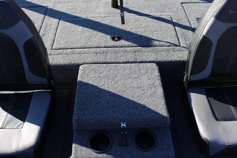 Slide: The Image of 2023 Lowe ST178 boat interior with two seats and cup holders. - 11