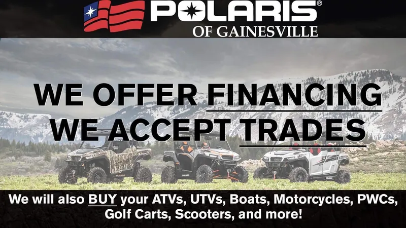 Slide: The Image of Polaris of Gainesville offers financing and accepts trades for ATVs, UTVs, boats, motorcycles, and more. - 11