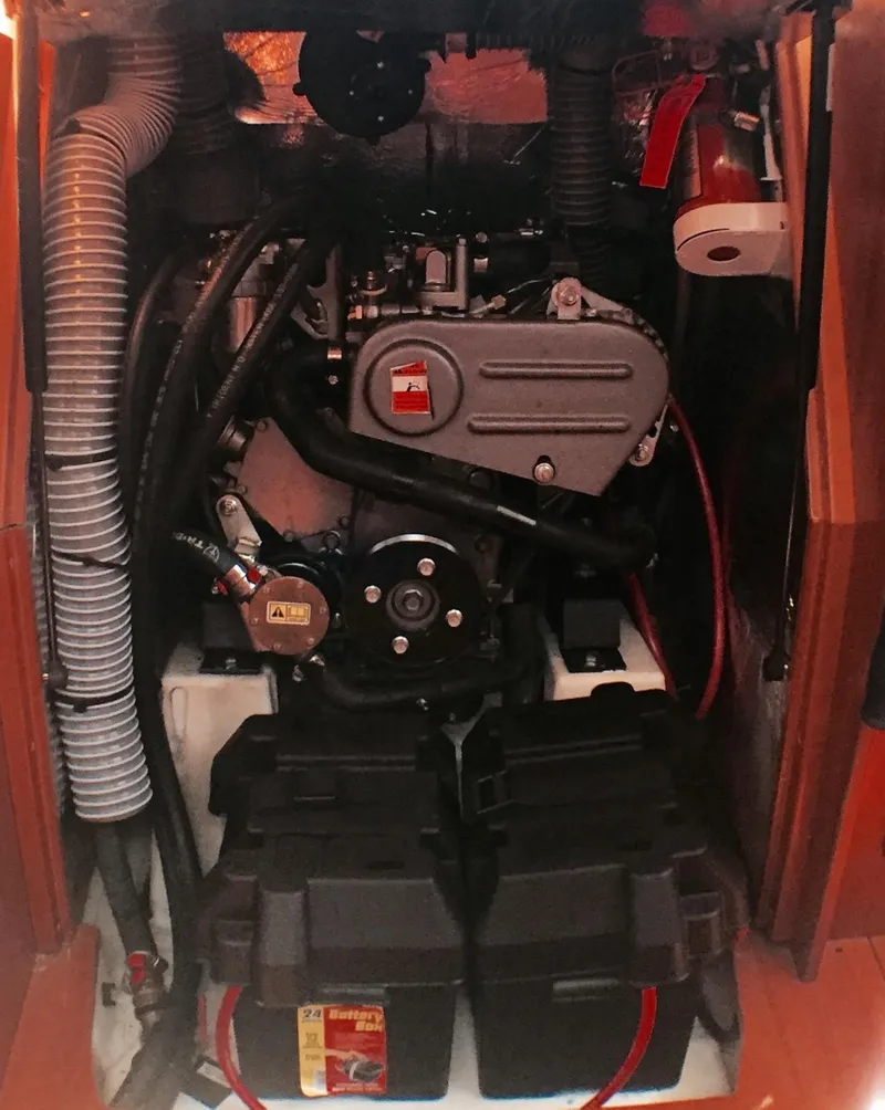 Slide: The Image of Engine compartment of a 2014 Beneteau Oceanis 34 sailboat. - 14