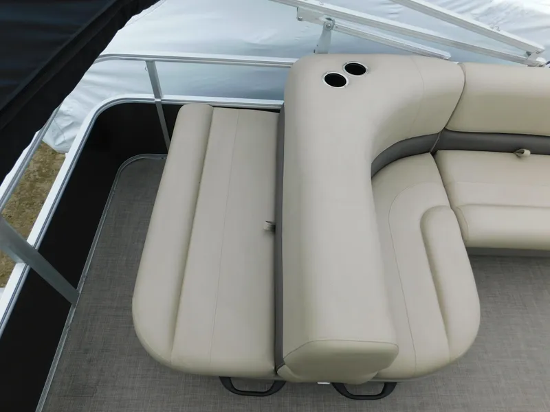 Slide: The Image of 2023 Sun Tracker Party Barge 18 DLX seating area with cup holders. - 9