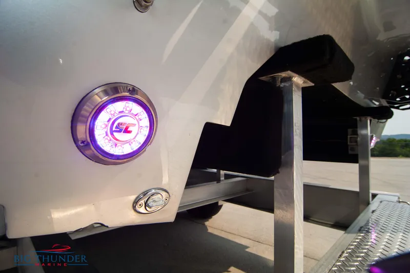 Slide: The Image of 2025 Fountain 34 Thunder Cat boat with illuminated underwater LED light. - 13