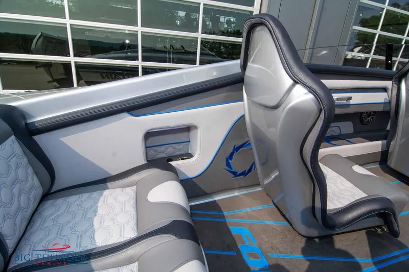 Slide: The Image of Interior seating of 2025 Fountain 34 Thunder Cat boat with modern design. - 23