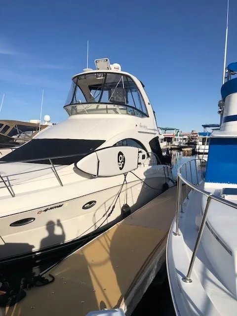 Slide: The Image of 2007 Sea Ray 36 Sedan Bridge yacht docked at marina. - 6