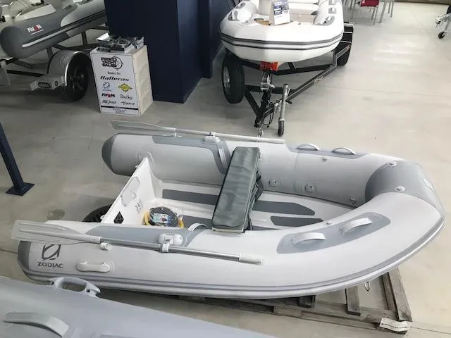 Slide: The Image of 2023 Zodiac Cadet 270 RIB ALU PVC inflatable boat in showroom. - 0