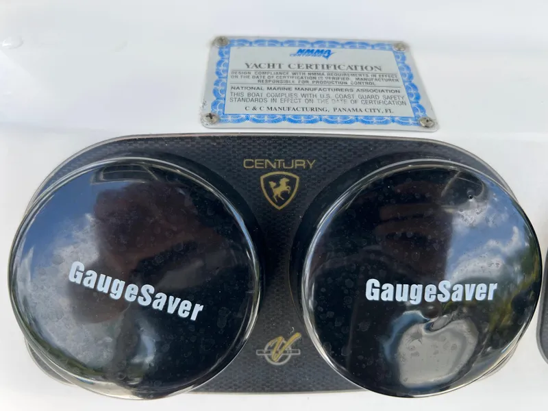 Slide: The Image of 2005 Century 2600 Center Console yacht certification and GaugeSaver covers. - 16