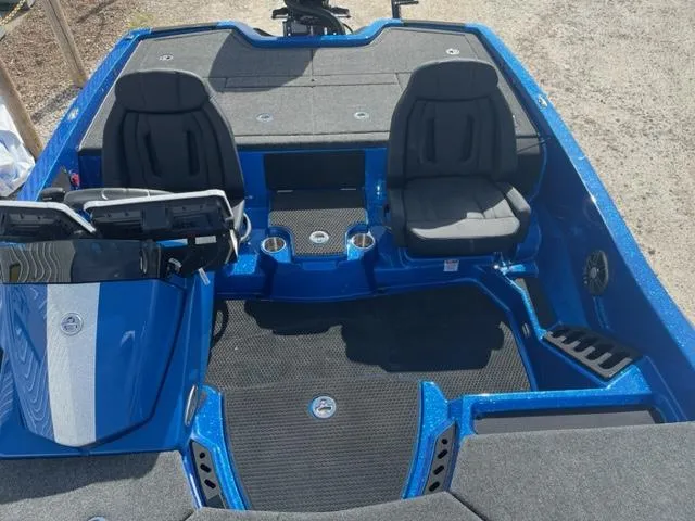 Slide: The Image of 2024 iKon LX21 boat interior with dual seats and blue accents. - 5