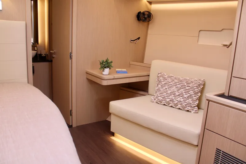 Slide: The Image of Luxurious interior of 2024 Jeanneau 55 yacht with modern furnishings. - 44