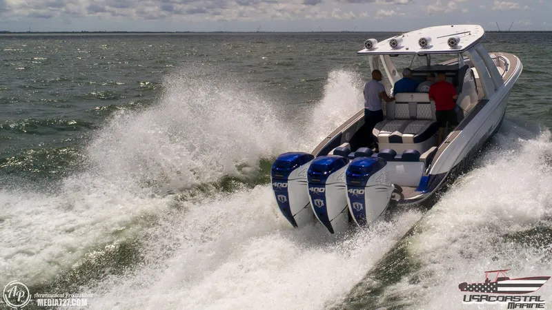 Slide: The Image of 2018 Statement 38 Open boat speeding on ocean with powerful engines. - 30