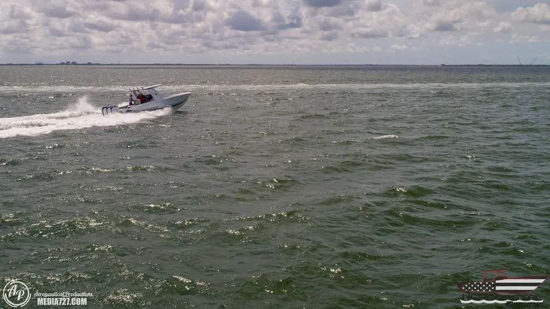 Slide: The Image of 2018 Statement 38 Open boat speeding on open water under cloudy skies. - 44