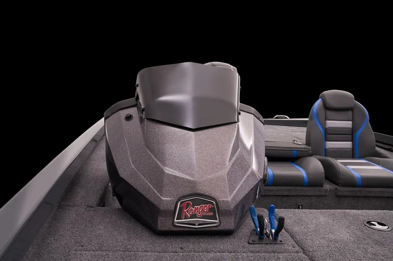 Slide: The Image of 2023 Ranger RT188P boat interior with seats and control panel. - 24