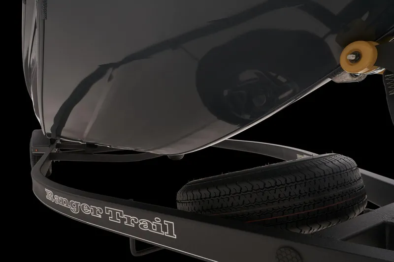Slide: The Image of 2023 Ranger RT188P boat on RangerTrail trailer, close-up view. - 34