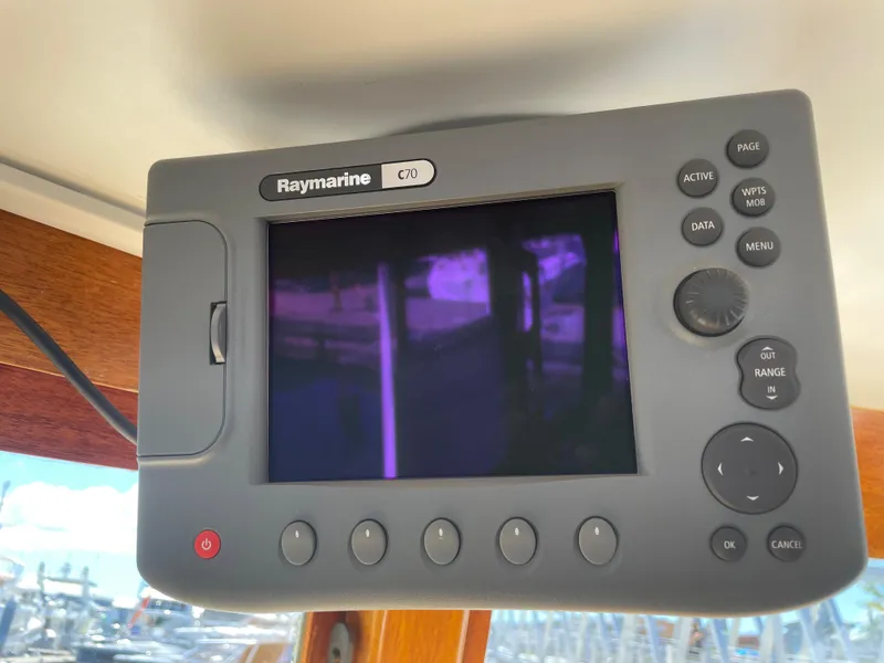 Slide: The Image of Raymarine C70 display on 1996 Downeast 36 Lobster Boat, showing navigation interface. - 19