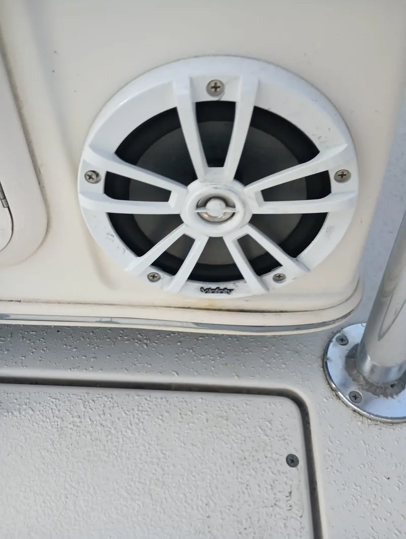 Slide: The Image of Close-up of a speaker on a 2014 Carolina Skiff Sea Skiff 21 boat. - 17