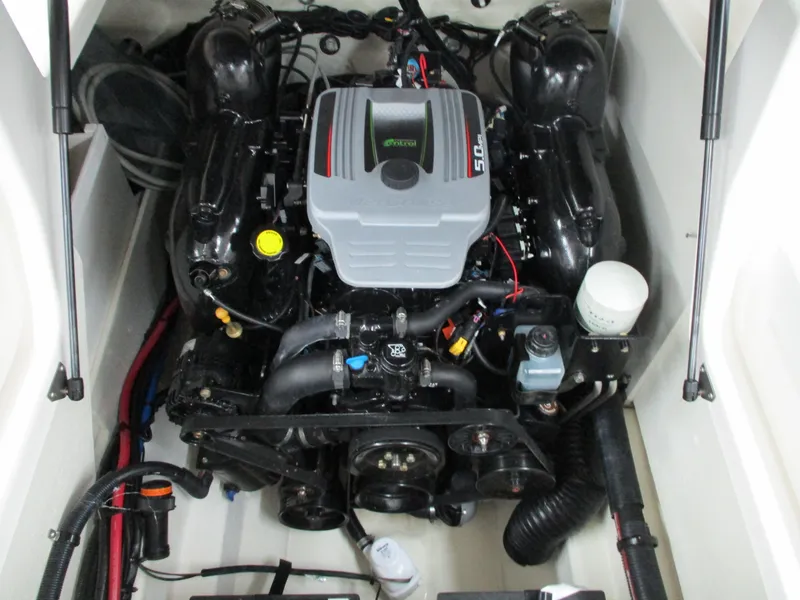 Slide: The Image of Engine compartment of a 2015 Sea Ray 240 Sundeck boat. - 19