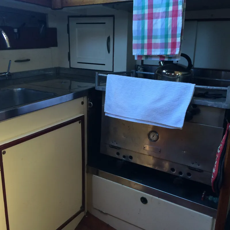 Slide: The Image of Deck of 1958 Sparkman & Stephens Nevins 40 sailboat with ropes and winches. - 11