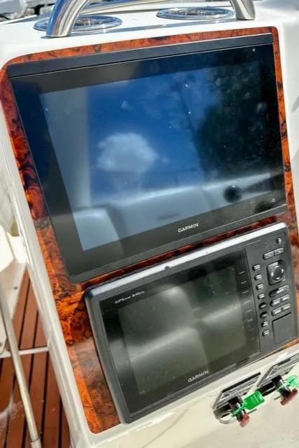 Slide: The Image of Garmin navigation screens on a 2000 Silverton 392 Motor Yacht. - 39