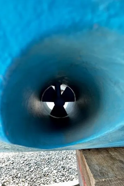 Slide: The Image of Close-up of a 2000 Silverton 392 Motor Yacht's bow thruster. - 45