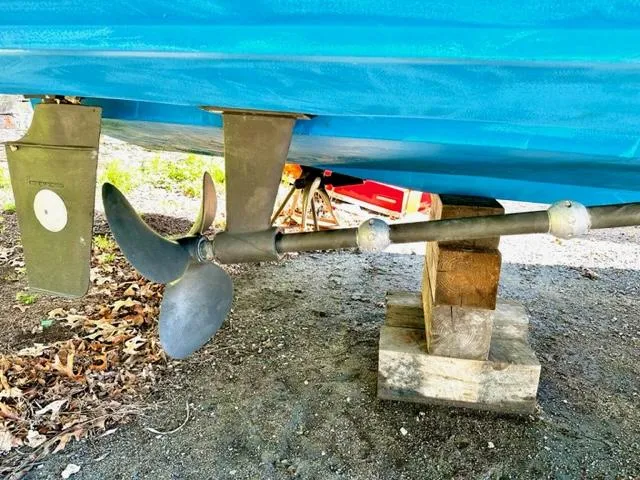 Slide: The Image of Propeller and rudder of a 2000 Silverton 392 Motor Yacht on dry dock. - 47