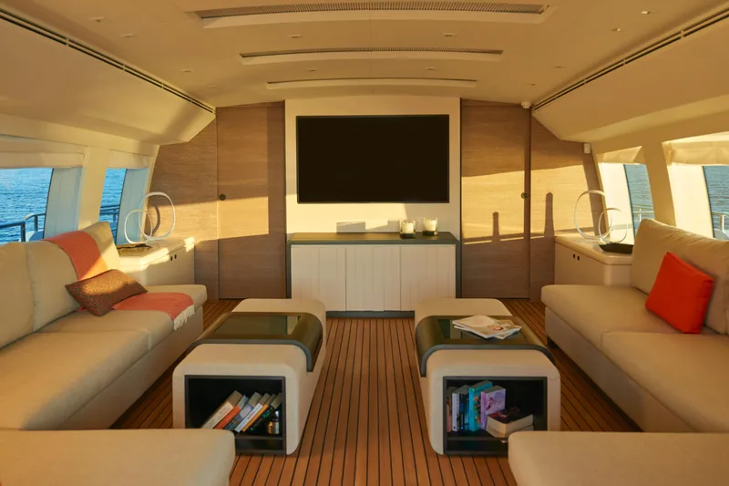 Slide: The Image of Luxurious interior of 2023 Astondoa 110 Century yacht with modern furnishings. - 15
