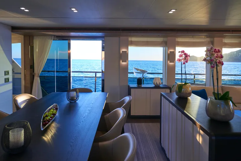 Slide: The Image of Luxurious interior of 2023 Astondoa 110 Century yacht with ocean view. - 27