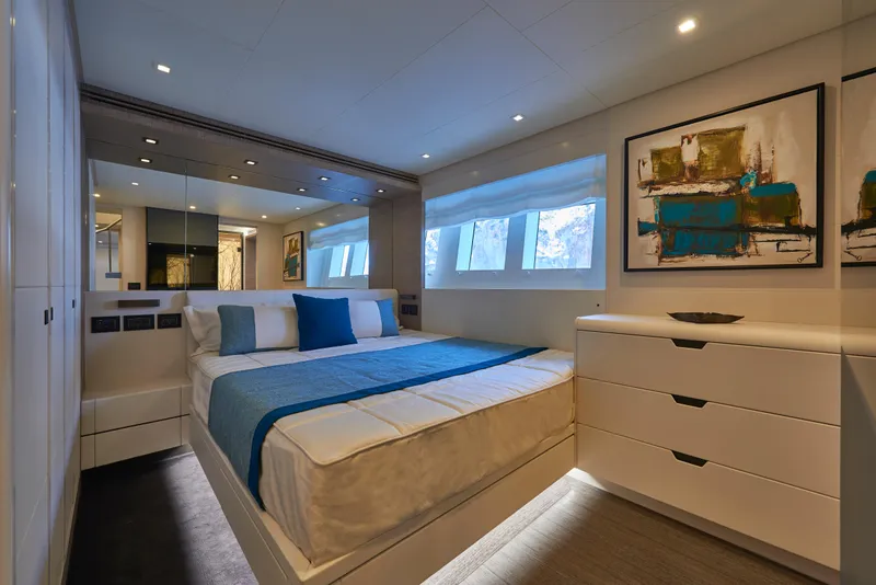 Slide: The Image of Luxurious bedroom interior of 2023 Astondoa 110 Century yacht with modern decor. - 40
