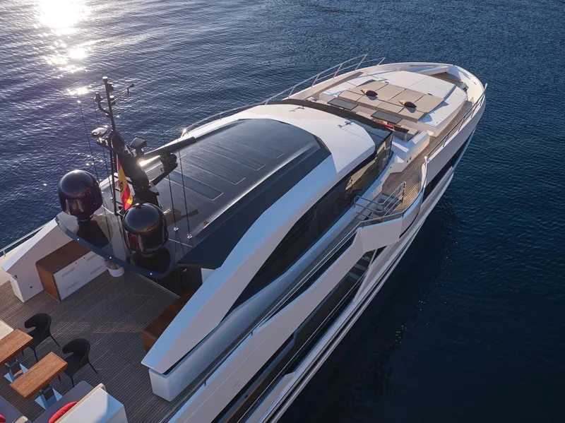 Slide: The Image of 2023 Astondoa 110 Century luxury yacht on calm waters. - 7