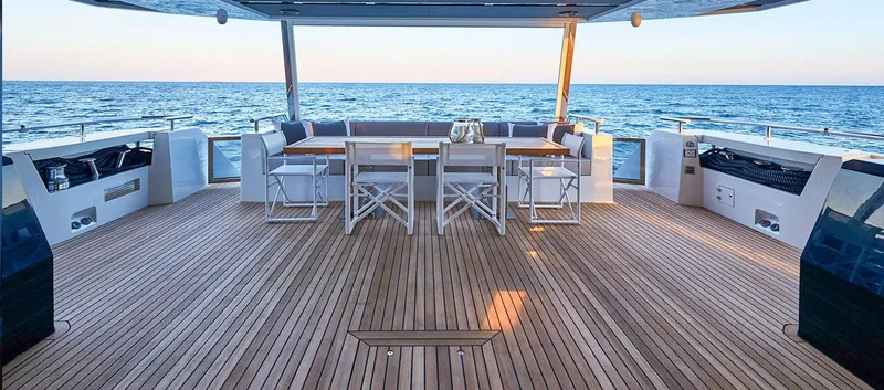 Slide: The Image of Luxurious deck of 2023 Astondoa 100 Century yacht with ocean view. - 22