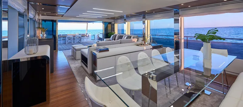 Slide: The Image of Luxurious interior of 2023 Astondoa 100 Century yacht with ocean view. - 27