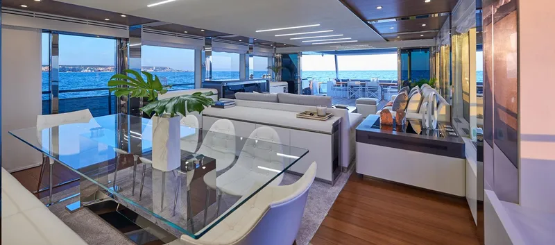 Slide: The Image of Luxurious interior of 2023 Astondoa 100 Century yacht with ocean view. - 28