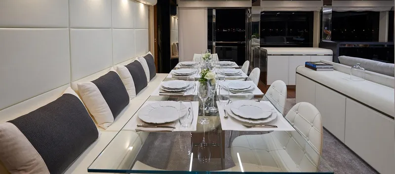 Slide: The Image of Luxurious dining area on the 2023 Astondoa 100 Century yacht. - 30