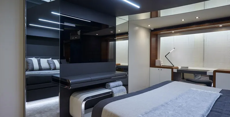 Slide: The Image of Luxurious bedroom interior of 2023 Astondoa 100 Century yacht with modern design. - 41
