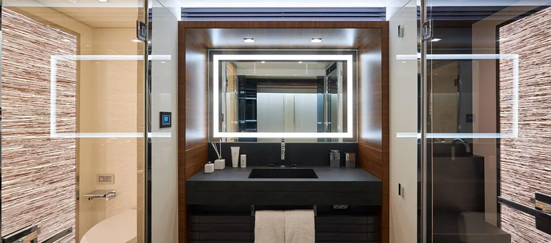 Slide: The Image of Luxurious bathroom interior of 2023 Astondoa 100 Century yacht with modern fixtures. - 42