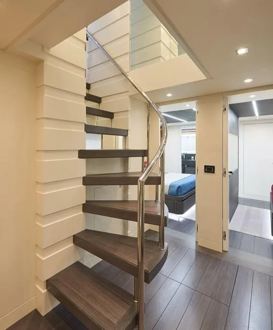 Slide: The Image of Modern interior staircase on the 2023 Astondoa 100 Century yacht. - 47