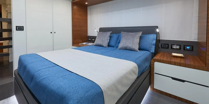Slide: The Image of Luxurious bedroom in 2023 Astondoa 100 Century yacht with modern design. - 48