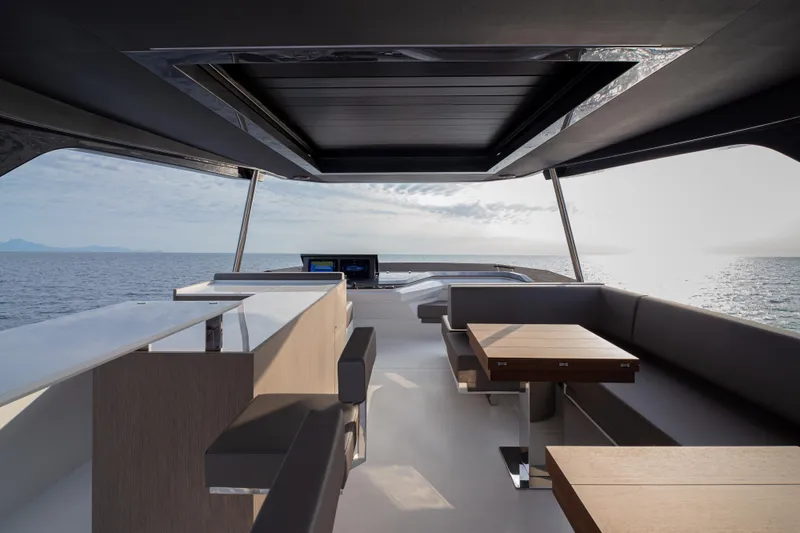 Slide: The Image of 2023 Astondoa AS8 Flybridge interior with ocean view - 11