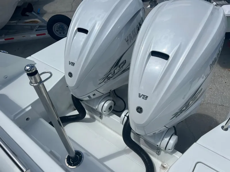 Slide: The Image of 2024 Jeanneau Leader 10.5 CC with twin Yamaha V8 outboard engines. - 9