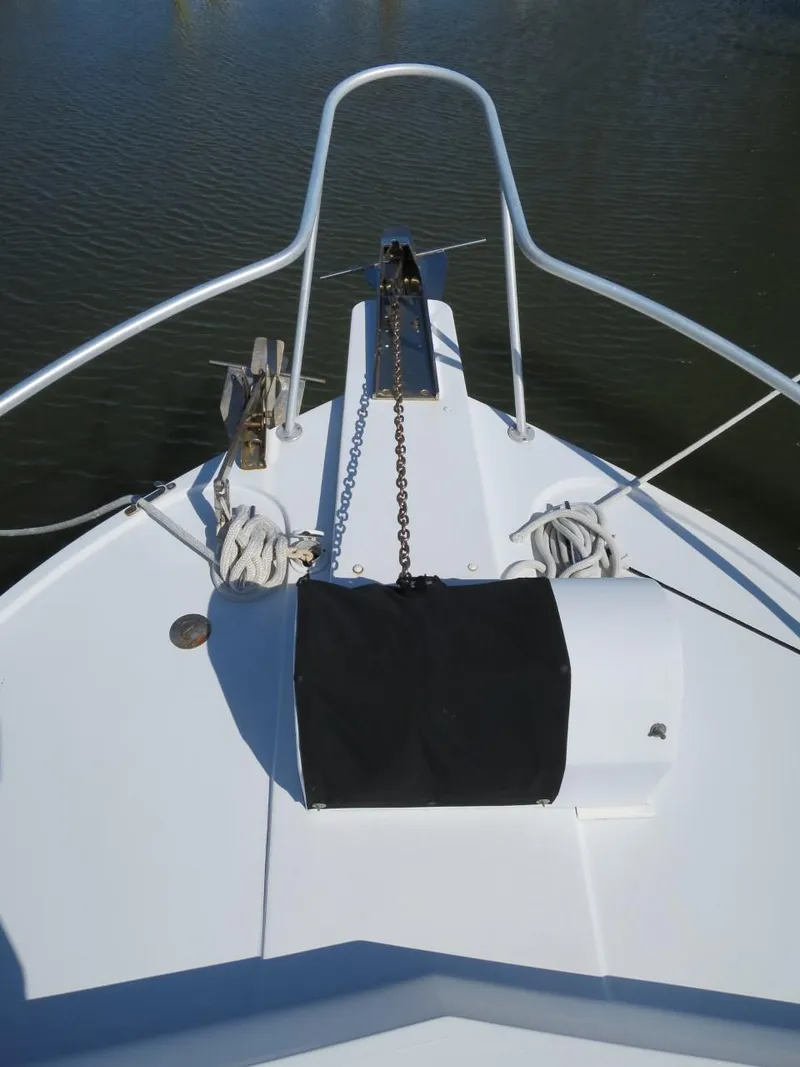 Slide: The Image of Bow of a 1999 Eastern 35 boat with anchor and chain. - 2