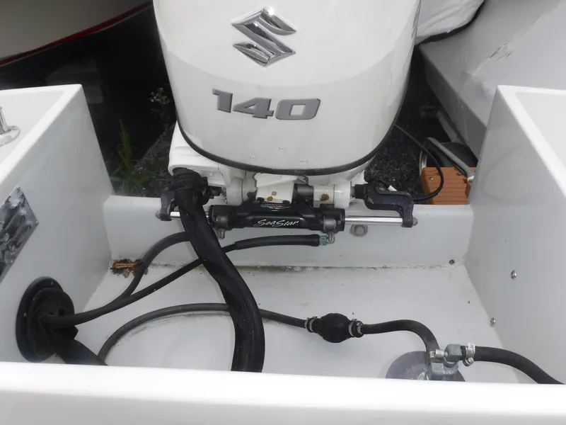 Slide: The Image of Outboard motor on a 1987 Custom Vansant 30 boat. - 22