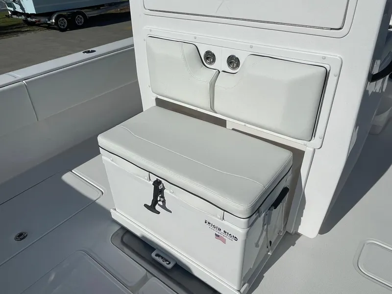 Slide: The Image of 2024 Invincible 33 Open Fisherman boat seating and storage area. - 12