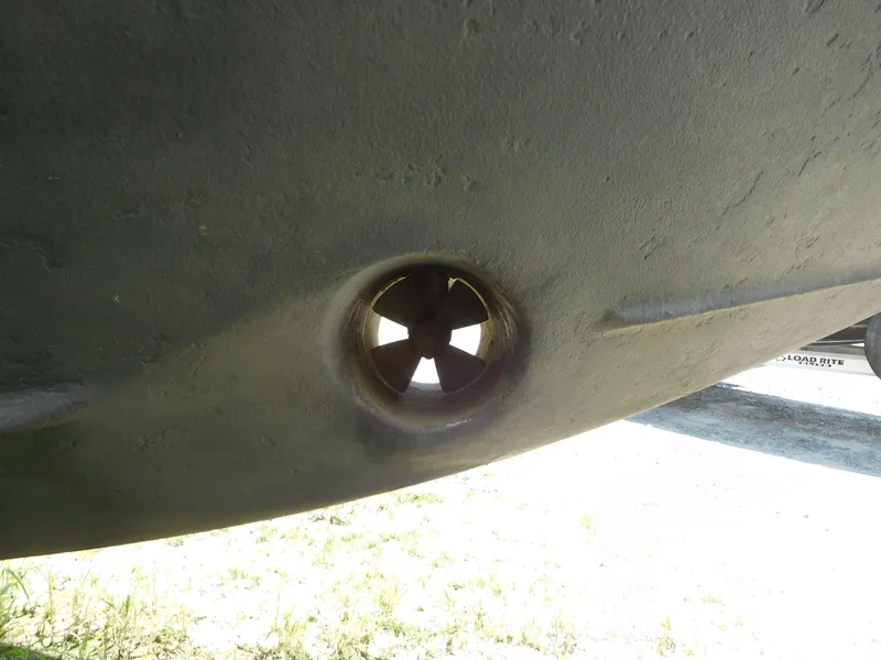 Slide: The Image of Close-up of a 2007 Regal 4080 Sportyacht's bow thruster. - 19