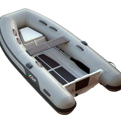 Slide: The Image of 2023 AB Inflatables 10 AL inflatable boat, grey, with seating and storage. - 9