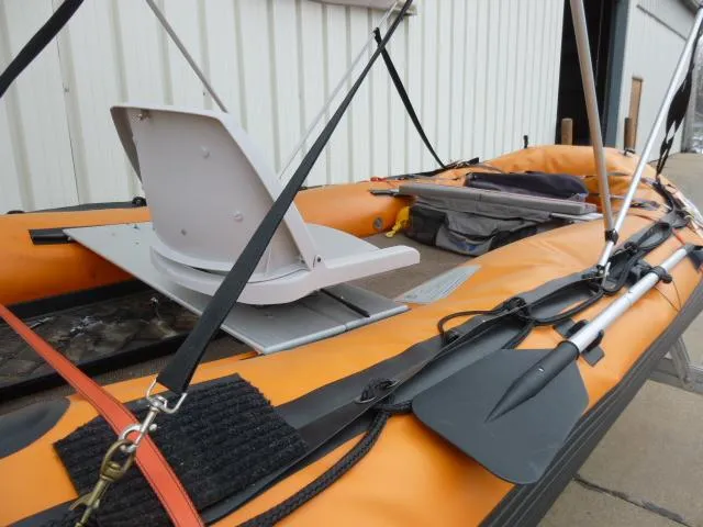 Slide: The Image of 2015 Sea Eagle 14' inflatable boat with paddles and seat. - 3